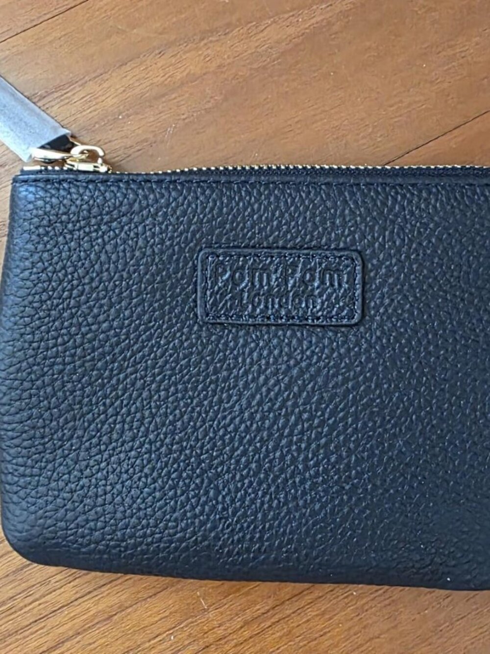 Pom Pom London Black Full Grain Leather Zip Coin Purse Wallet NWT - Picture 7 of 10